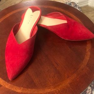 Red Suede Mules